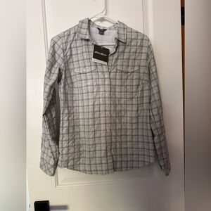 Eddie Bauer Light Gray Plaid Shirt